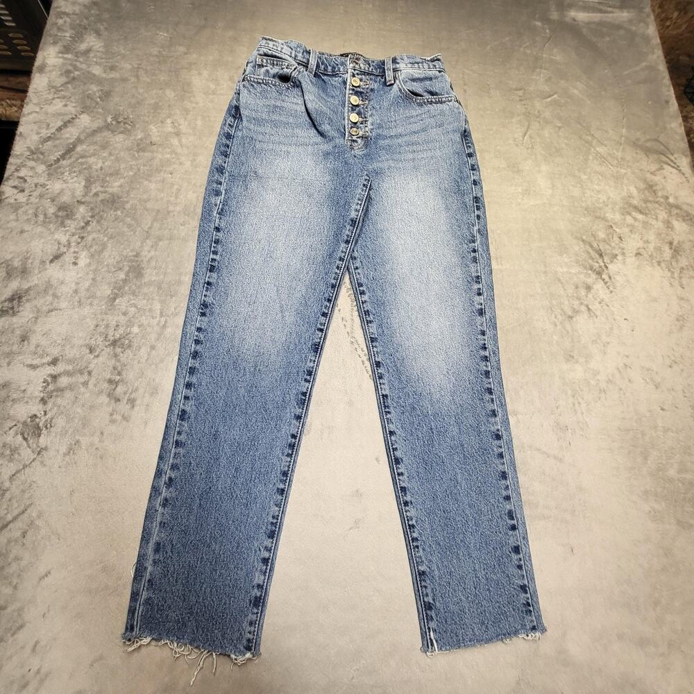 Lucky Brand Jeans Womens 2 Blue Mom High Rise Drew Relaxed Distressed 26 Inseam